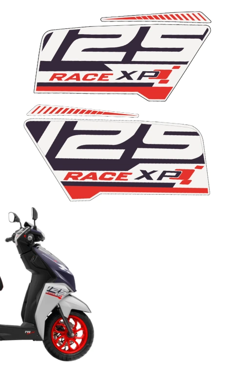 Side Panel Sticker for Ntorq Race XP 125 | Made in Premium Vinyl with FPF (Fade Protection Film), Precut Sticker, Waterproof, Pack of 1 for Both Side